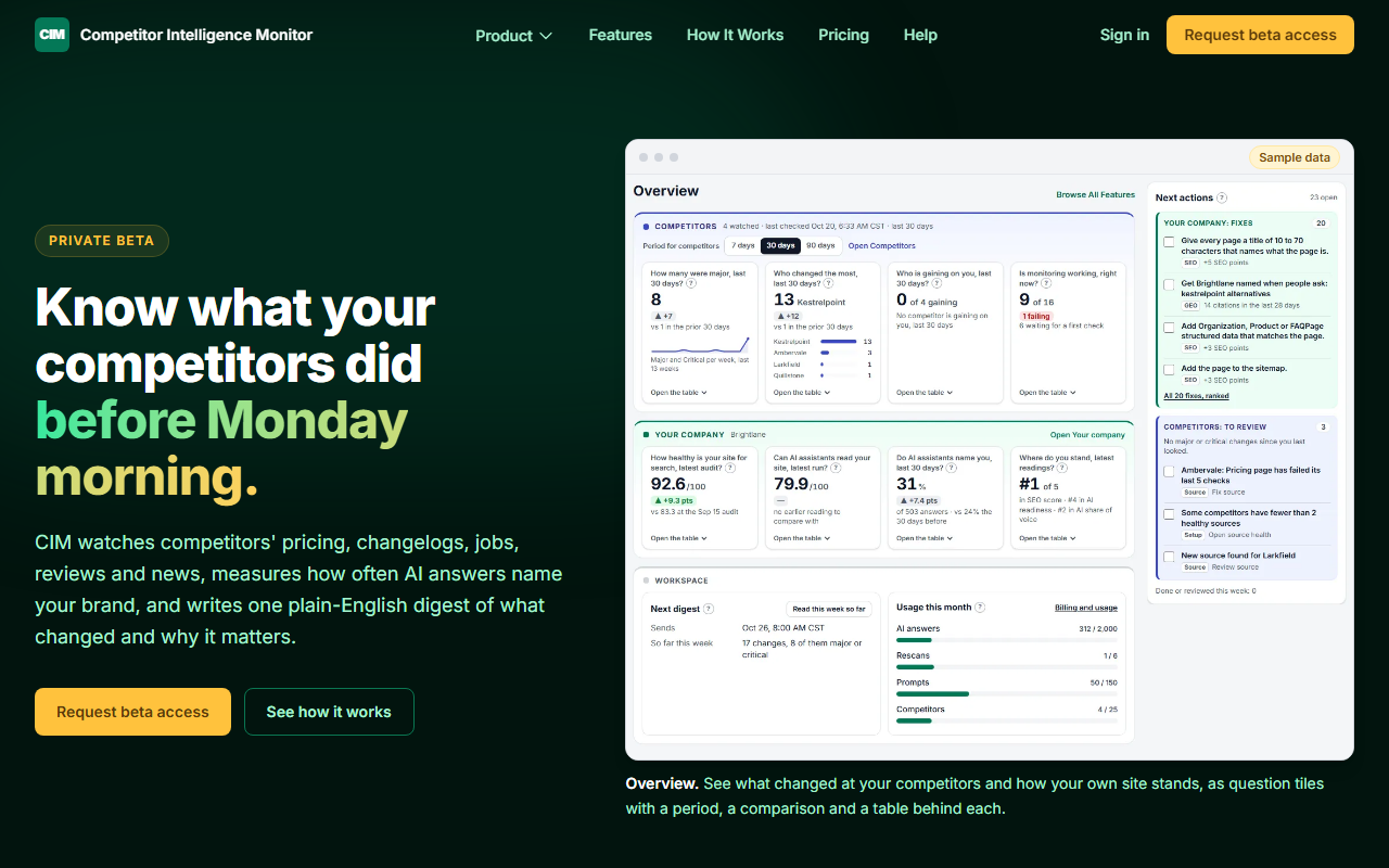 Competitor Intelligence Monitor — screenshot