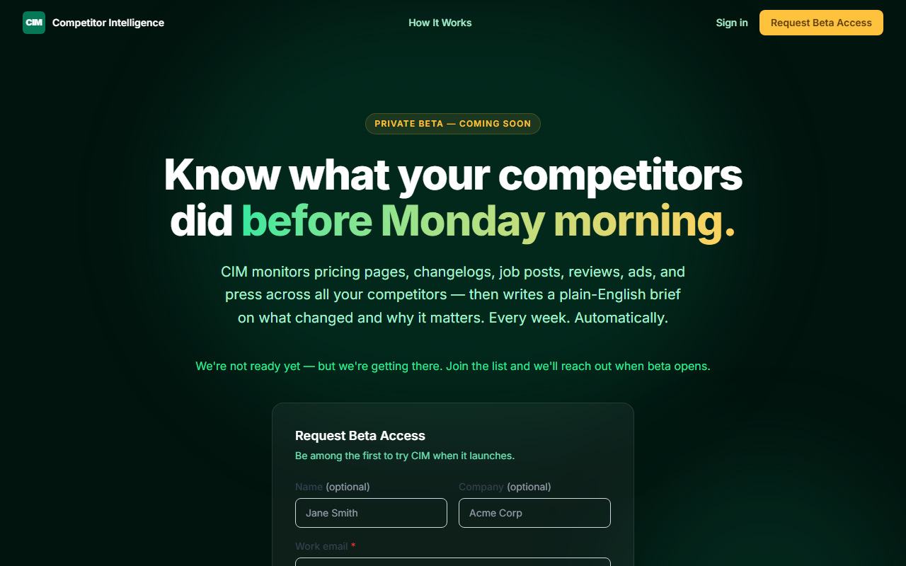 Competitor Intelligence Monitor — screenshot